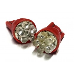 Coppia 2 Lampade Led T10 Con 6 Led F3 Colore Rosso Red 12V 0,2W