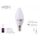 V-TAC Smart Lampada Led Candela E14 C37 4,5W WiFi RGB CCT Dimmerabile APP Compatible Amazon Alexa Google Home SKU-2754