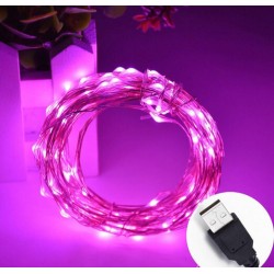 Stringa Led USB Pink Fucsia 5 Metri 50 Led IP67 Per Decorazione Gaming PC Case Addobbi Natalizi Festa Nozze