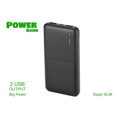 Portable Power Bank Slim 10000mAh Colore Nero Batteria Litio Esterna Portatile Con 2 USB 5V 2,1A SKU-8897