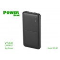 Portable Power Bank Slim 10000mAh Colore Nero Batteria Litio Esterna Portatile Con 2 USB 5V 2,1A SKU-8897