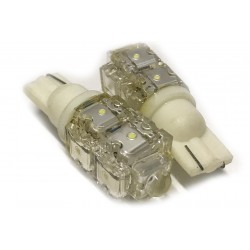 Coppia 2 Lampade Led T10 Con 9 Led F5 Flux Colore Bianco Freddo 6000K 12V 1W