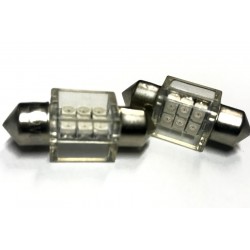 Coppia 2 Lampade Led T11 C5W Siluro 31mm Quadrato Con 6 Smd 3528 Colore Blu Blue 12V 1W