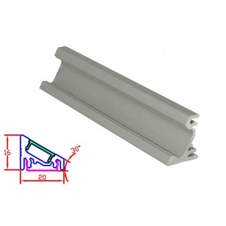 Profilo Canalina Barra Alluminio Led Anodizzato Angolare Corner Curva 30 Gradi Per Strip Led 1 Metro
