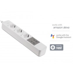V-TAC Smart WiFi Power Strip Ciabatta Multipresa Elettrica Con 3 Prese Schuko 10A Compatible Amazon Alexa Google Home SKU-8420