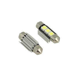 24V Lampada Led Siluro Canbus T11 C5W 36mm 3 SMD 5050 Colore Blu Per Camion Bus Barca Con Dissipatore Alluminio