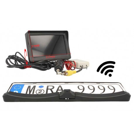 Kit Retromarcia Telecamera Porta Targa Monitor Wireless 4,3 Police