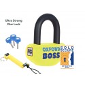 Lucchetto Oxford Boss Da Disco Giallo Serratura Rinforzata a Doppio Blocco Gancio Diametro 12,7mm Antifurto Bloccadisco