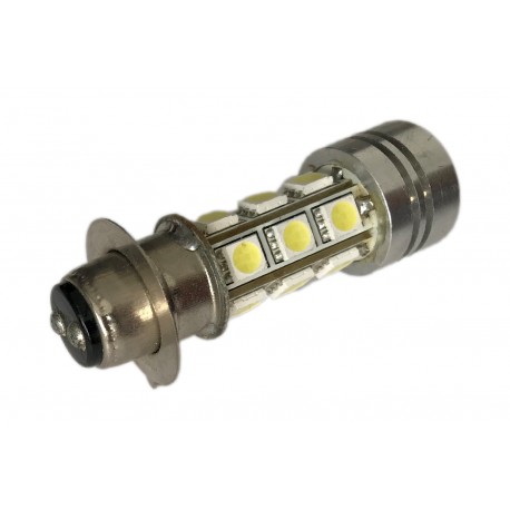 Lampada Led H6M Biluce 12V 15 Smd 5050 + Power Led Frontale Per Scooter Moto Luminoso Attacco P15D-25-1 35/35W