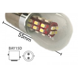 Coppia 2 Lampade Led BAY15D 1157 P21/5W Con 28 Smd 3014 Bianco Freddo 6000K 12V 2W Stessa Grandezza Originale