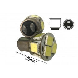 Coppia 2 Lampade Led BAY15D 1157 P21/5W Con 8 Smd 9080 Bianco Freddo 6000K 12V 4W