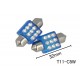 Coppia 2 Lampade Led T11 C5W Siluro 32mm Quadrato Con 9 Led F3 Colore Blue Blu 12V 0,2W
