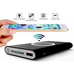 Caricatore Wireless Power Bank 10000mAh Nero QI per iPhone 8 iPhone 8plus iPhone X iPhone XL Samsung S6 S6 edge Note 5 LG G3 G5