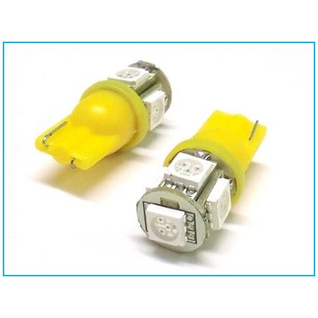Lampada Led T10 W5W 5 Smd 5050 Arancione Frecce Laterale 12V