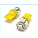 Lampada Led T10 W5W 5 Smd 5050 Arancione Frecce Laterale 12V