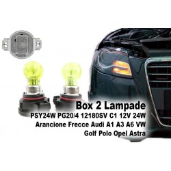 Box 2 Lampade PSY24W PG20/4 12180SV C1 12V 24W Arancione Frecce Audi A1 A3 A6 VW Golf Polo Opel Astra