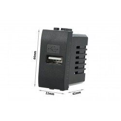 Modulo Caricatore USB 5V 2,1A Compatibile Con Placca Bticino Living Light Colore Nero Da Parete Per Scatola 503 504 505 Fast Ch