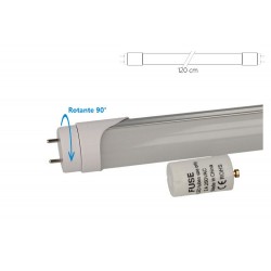 Tubo Led T8 G13 120cm 18W Bianco Neutro Pin Rotanti Alimentazione da Un Lato Senza Modifica Impianti Originale Tubi Neon Fluore
