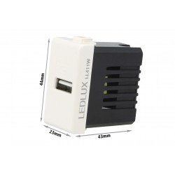 Modulo Caricatore USB 5V 2,1A Compatibile Con Placca Bticino Matix Colore Bianco Da Muro Per Scatola 503 504 505 Ricarica Veloce