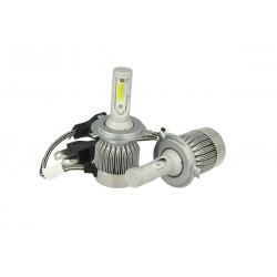 Kit Full Lampada Led Cob H4 20/20W 12V 24V Bi-Led Bi Luce Bianco 6000K Senza Driver e Ventilatore