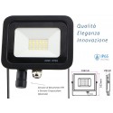 Faro Led Flood Light Slim 20W IP65 Bianco Neutro Carcassa Nera Sensore PIR Opzionale CL1918