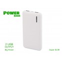 Portable Power Bank Slim 10000mAh Colore Bianco Batteria Litio Esterna Portatile Con 2 USB 5V 2,1A SKU-8898
