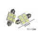 Coppia 2 Lampade Led T11 C5W Siluro 37mm Con 6 Smd 5050 Colore Bianco Freddo 6000K 12V 2W