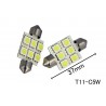 Coppia 2 Lampade Led T11 C5W Siluro 37mm Con 6 Smd 5050 Colore Bianco Freddo 6000K 12V 2W