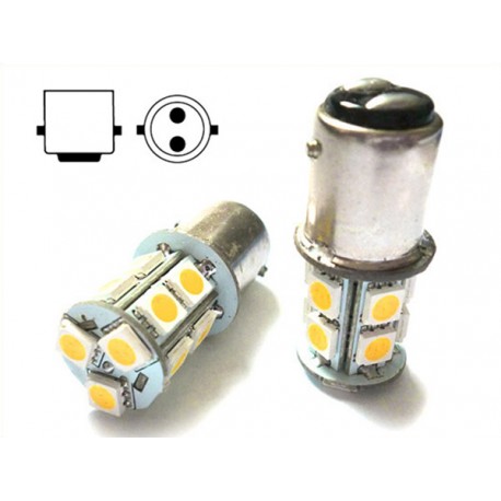 2 Lampade Led Barca Nautica BA15D B15D Bianco Caldo 12V 24V 3W No Polarita Piedi Dritti 13 Smd 5050 Baionetta G18