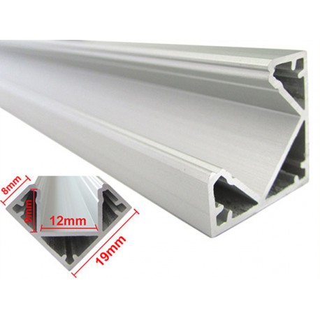 Profilo Canalina Barra Alluminio Led Anodizzato Angolare Corner Curva 90 Gradi Per Strip Led Fino a 12mm 1 Metro