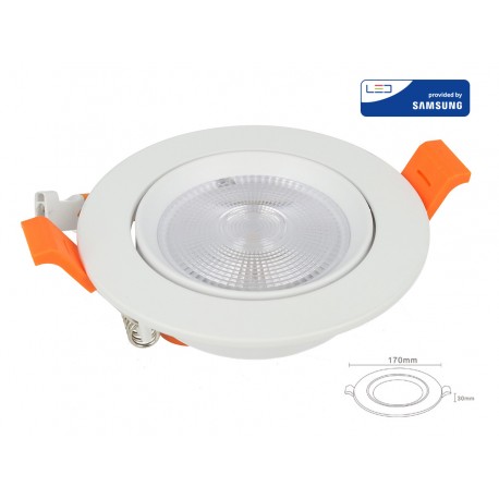 Faretto Led Da Incasso Orientabile 20W Cob Caldo 3000K Diametro 170mm Foro 145mm Chip Samsung SKU-842