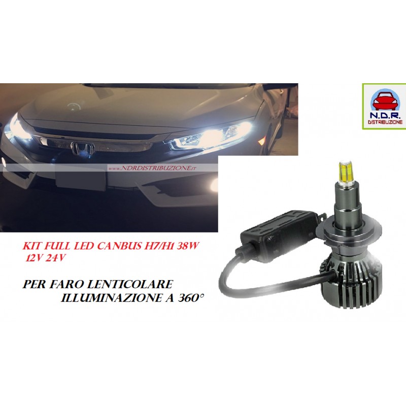 Kit lampadine a LED H7 per fari auto, + luce + sicurezza