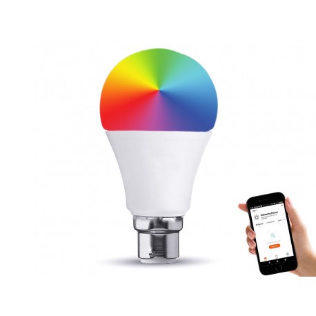 Lampada Led Bulb B22 A60 10W WiFi RGB CCT Dimmerabile APP Compatible Amazon Alexa Google Home