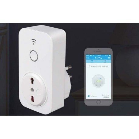 Smart Presa P10 Wi-Fi Intelligente Con Controllo Remoto Timer Temporizzatore APP Smartphone Android iOS Led SP2-CL 