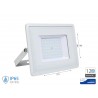 Faro Led Flood Slim Alta Luminosita 120lm/W 50W 6000lm Carcassa Bianca