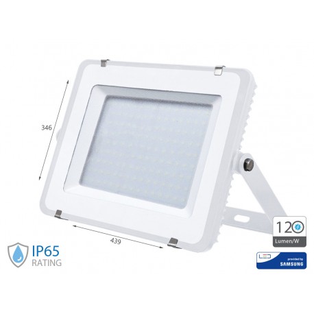 Faro Led Flood Slim Alta Luminosita 120lm/W 200W 24000lm Carcassa Bianca