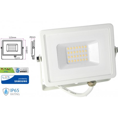 Faro Led Flood Light 10W IP65 Super Slim Carcassa Bianca Smd Samsung