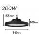 Faro Led Industriale UFO 200W 160lm/W 32000 LM Neutro 4000K IP65 90 Gradi Disco Rotondo Per Capannoni