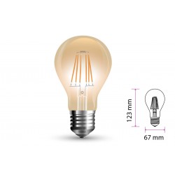 Lampada Filo Led a Filamento E27 10W A67 Bianco Caldo 2200K Cover Amber 