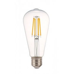 Lampada Filo Led a Filamento E27 ST64 4W Bianco Caldo 2200K Cover Amber Vintage