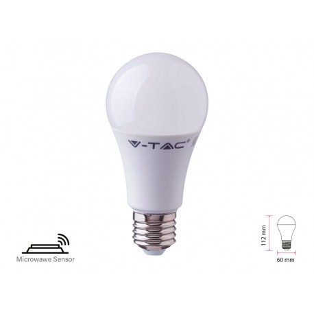 Lampada A Led E27 Con Sensore Microonde 11W A60 RA80 Bulbo 1055 lm