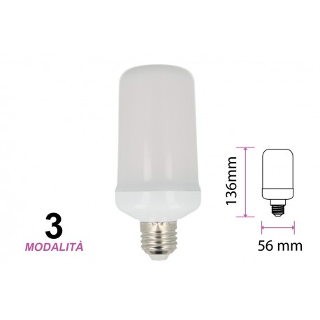 Lampada Led E27 Effetto Fiamma Finta Fuoco Tremolante Decorativa Vintage 3 Mode 6W 1700K Luce Fissa Breathing Light