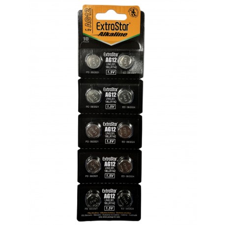 Pila Batteria A Bottone LR1142 LR43 186 1,5V Extrastar AG12 Confezione Da 10 Pile