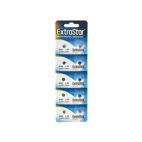 Pila Batteria A Bottone LR521 LR63 1,5V Extrastar AG0 Confezione Da 10 Pile