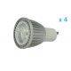 4 PZ Lampade Led GU10 Cob 6W 220V Bianco Caldo 3000K Carcassa Alluminio