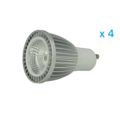 4 PZ Lampade Led GU10 Cob 6W 220V Bianco Caldo 3000K Carcassa Alluminio