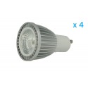 4 PZ Lampade Led GU10 Cob 6W 220V Bianco Caldo 3000K Carcassa Alluminio