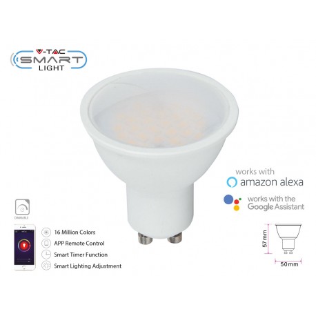 Smart Lampada Faretto Led GU10 4,5W WiFi RGB CCT Dimmerabile APP Compatible Amazon Alexa Google Home SKU-2757