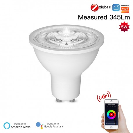 Lampadina Termoplastica ZigBee3.0 Smart Lampada Faretto Led GU10 5W WiFi RGB CCT Dimmerabile