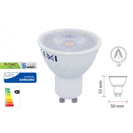Lampada Led GU10 7W pari a 60W 220V 38 Gradi Chip Samsung Garanzia 5 Anni Angolo Stretto SKU-167